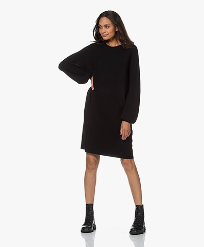 Drykorn Marisa Knitted Puff Sleeve Dress - Black 