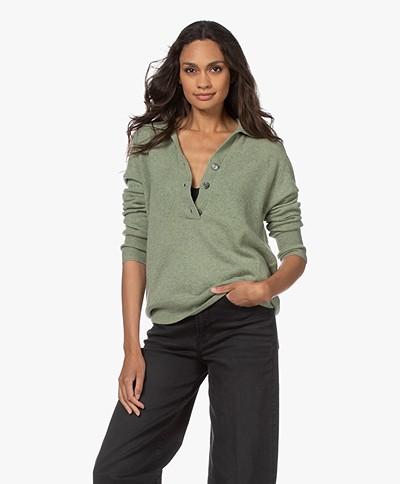 Repeat Polo Sweater in Organic Cashmere - Sage