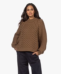 I Love Mr Mittens Aran Cable Knit Sweater - Chestnut