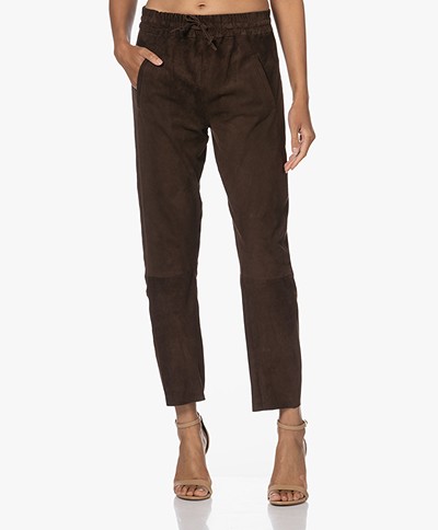Repeat Suede Leather Pants with Elasticated Waist - Morro