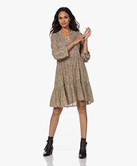 by-bar Nomi Tiered Viscose Peacock Print Dress - Beige/Black