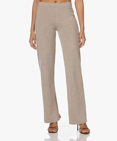 LaSalle Wool Blend Knitted Pants - Natural