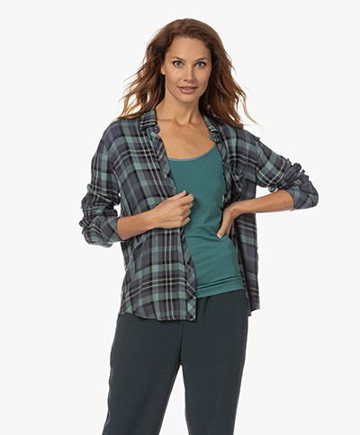 Rails Hunter Geruite Viscose Blouse - Smoke Agave Black