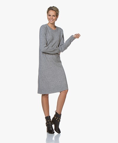 Repeat Fine Knitted Wool Blend Dress - Light Grey