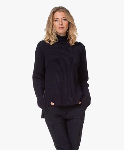 Woman by Earn Annet Modal Blend Ribbed Pullover - Navy