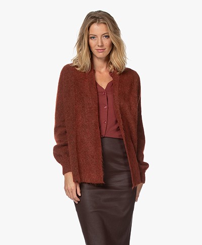 Repeat Open Cardigan in Alpaca and Mohair Blend - Terracotta