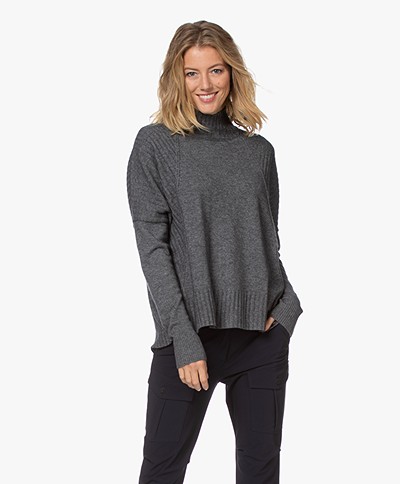 Repeat Turtleneck Sweater with Faux Button Closure - Medium Grey