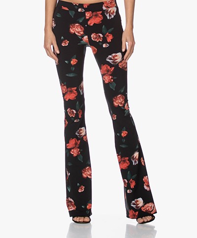 LaDress Lima Travel Jersey Flared Print Broek - Red Roses