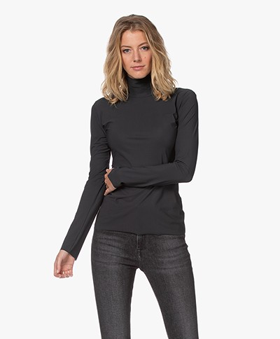 Woman by Earn Olive Tech Jersey Turtleneck Long Sleeve - Dark Grey