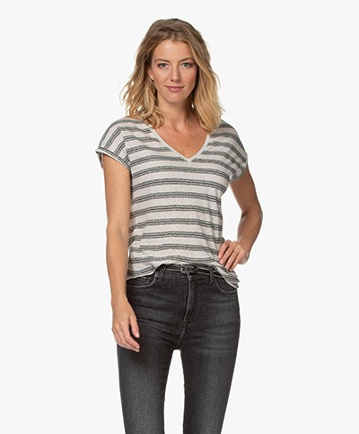 by-bar Mila Striped Linen Blend T-shirt - Linen