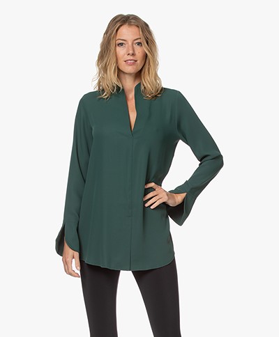 Woman by Earn Nada Blouse with Slit Sleeves - Dark Green