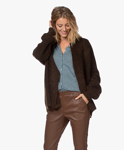 Repeat Open Cardigan in Alpaca and Mohair Blend - Brown