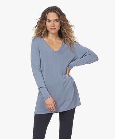 Sibin/Linnebjerg Daphne Long Viscose Blend Sweater - Blue Grey