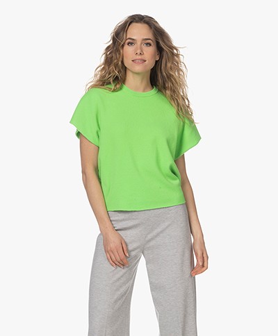 extreme cashmere N°168 Alma Cashmere Blend Short Sleeve Sweater - Fluo Green