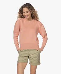 Repeat Cotton Sweater with Puff Sleeves - Peach