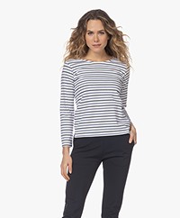 Plein Publique Striped Long Sleeve L'Aimee - White/Blue/Jeans