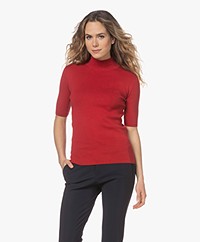 JapanTKY Torak Cotton Short Sleeve Turtleneck Sweater - Red