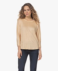 Repeat Linen T-shirt with Three-quarter Sleeve - Cord