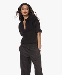 Closed Crinkle-Katoenen Tuniek Blouse - Zwart
