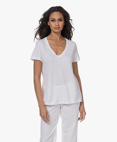 HANRO Modal Blend V-neck T-shirt - White 
