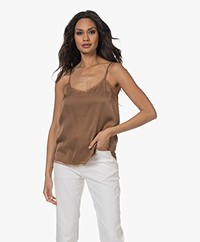 Repeat Silk Lace Trimmed Top - Mocca