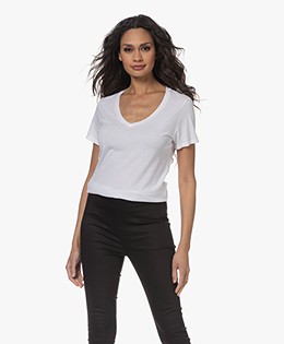 Majestic Filatures Silk Touch Cotton V-Neck T-shirt - White