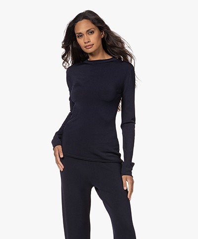 Woman by Earn Funny Stretch Viscose Blend Sweater - Navy