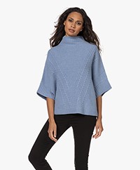 Repeat Merino Wool Sweater with Dolman Sleeves - Water