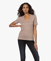 Resort Finest Cotton-Cashmere V-neck T-shirt - Taupe
