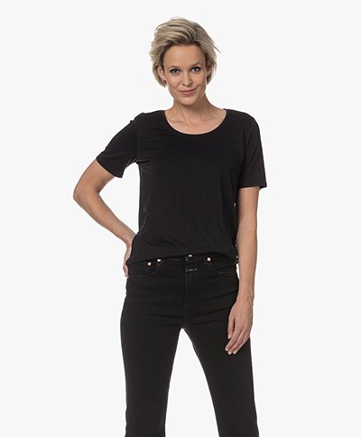 Repeat Jersey Lyocell Mix T-shirt - Zwart