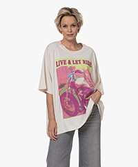 Daydreamer Live And Let Ride Oversized Tee - Dirty White
