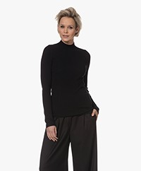 Repeat Rib Knitted Turtleneck Sweater - Black