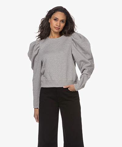 Róhe Ava Sweatshirt with Puff Sleeves - Grey Melange