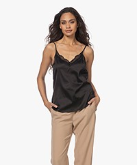 JapanTKY Toshi Satijnen Camisole met Kant - Zwart