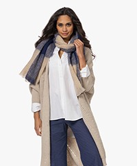 Josephine & Co Checked Virgin Wool Blend Scarf - Ice Blue