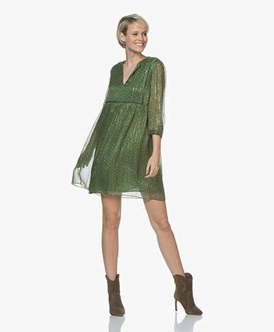 ba&sh Willow Lurex Print Dress - Green