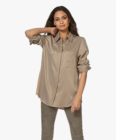 Drykorn Charlee Cupro Blouse - Taupe