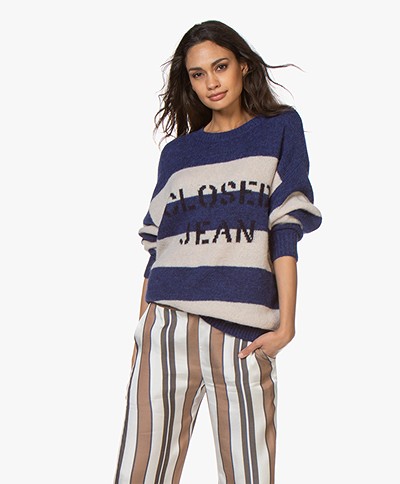 Closed Striped Logo Sweater - Japanese Blue