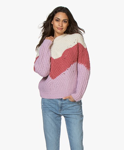 ba&sh Balmy Chunky Knitted Sweater - Pink/Off-white