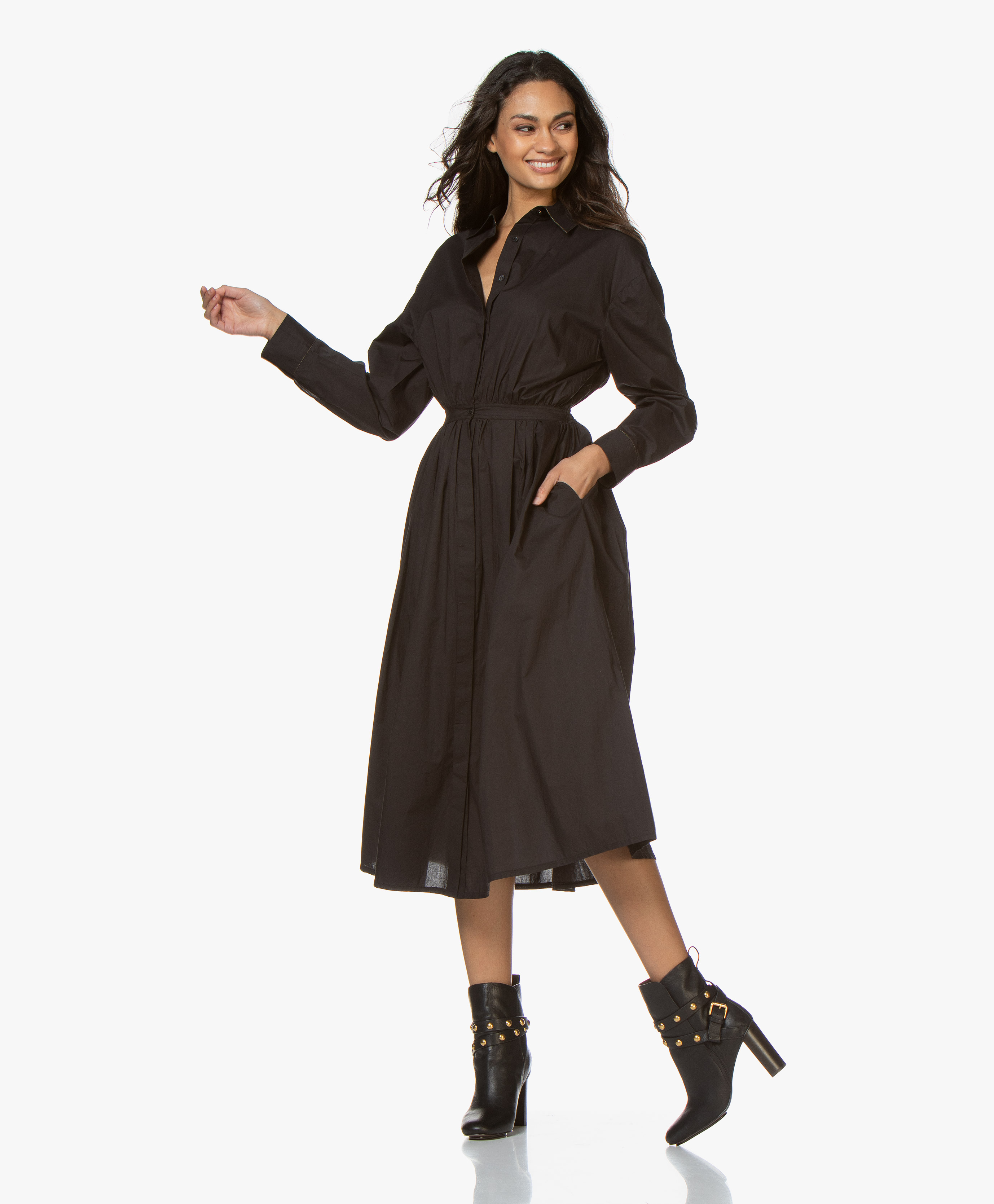 black a line shirt dress