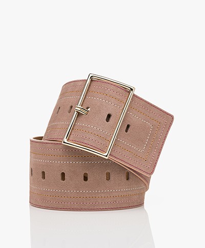 ba&sh Bloom Suede Leather Waist Belt - Dust Pink
