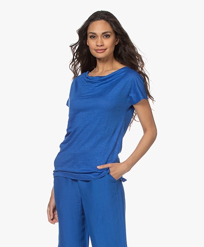 Kyra & Ko Alita Linen Jersey T-shirt - Bright Blue