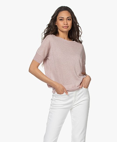 LaSalle Viscose Blend Short Sleeve Sweater - Rose