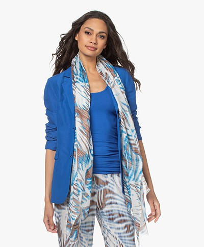 Kyra & Ko Pepita Print Modal Sjaal - Bright Blue