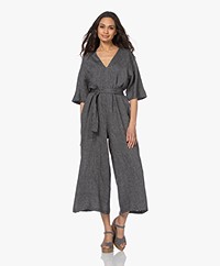 Pomandère Striped Linen Jumpsuit - Dark Grey