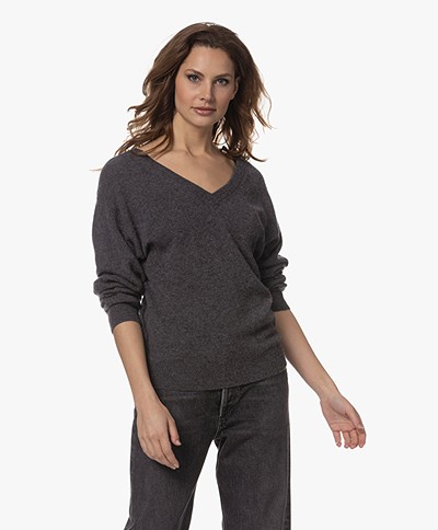 Equipment Lilou Double V-neck Cashmere Sweater - Heather Gray