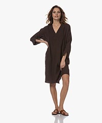 Woman by Earn Pauline Linen Tunic Dress - Dark Brown