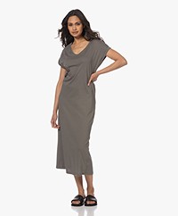 Majestic Filatures Katoenen Jersey Maxi Jurk - Militaire