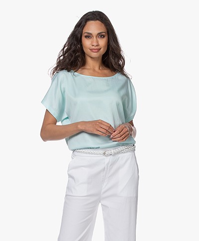 Drykorn Somia Cupro Blend Blouse - Blue Green