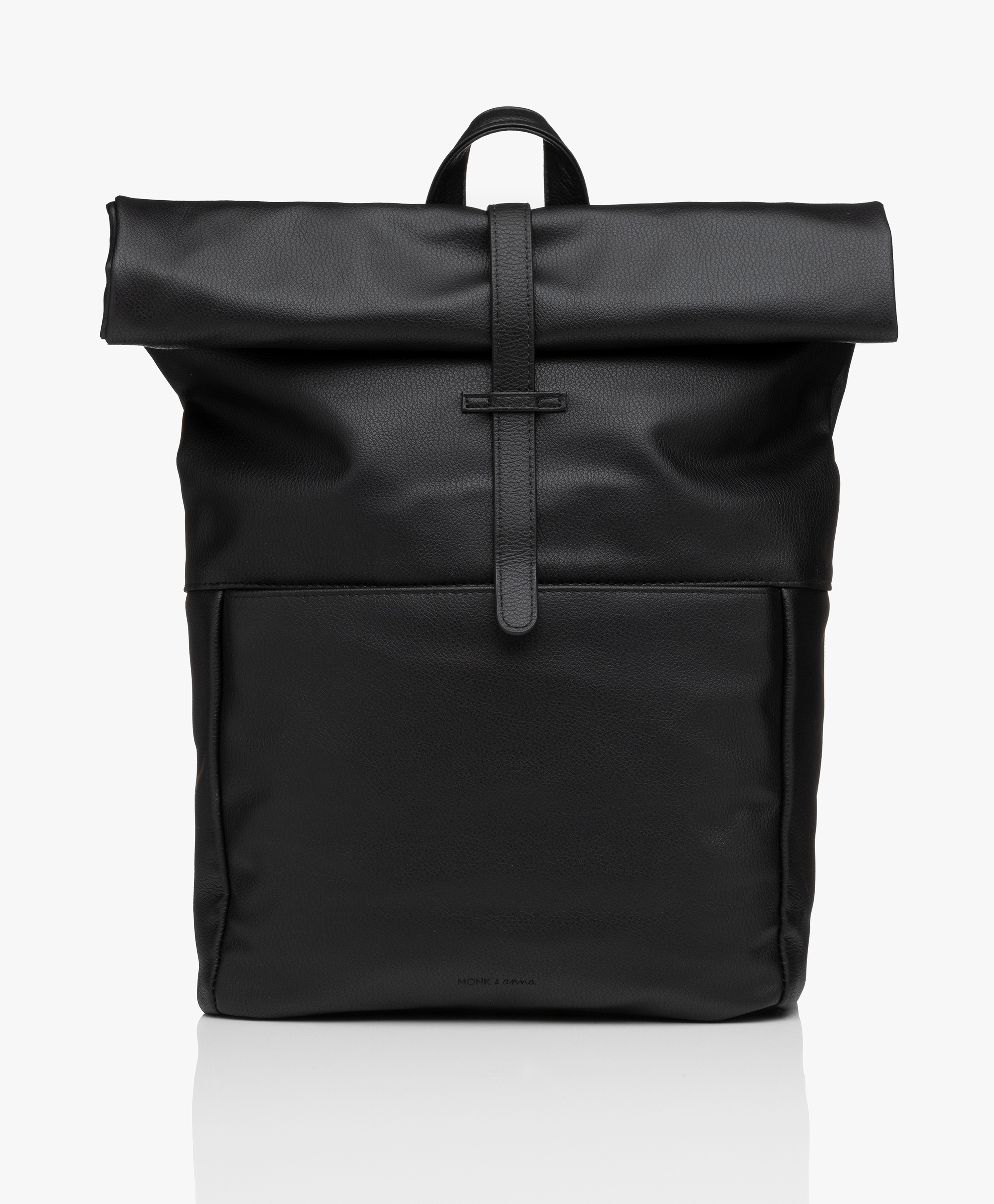 Black backpack Round draped wool and leather backpack